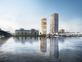 Voici à quoi ressemblera un jour la Donaumarina Tower (à gauche) à Vienne. La tour sera construite juste à côté de la Marina Tower (à droite) achevée en 2022.