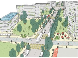 Vision d’avenir: l'autoroute urbaine sera transformée en une route urbaine dans le cadre du projet de réhabilitation du quartier Weidteile à Nidau (BE).