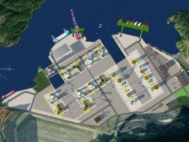 Visualisation du futur site de production et d’assemblage pour l’industrie éolienne offshore flottante à Jelsa en Norvège. Le projet est le fruit d'un partenariat entre Implenia et Norsea.