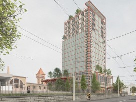 La ville de Zurich prévoit une tour de 60 m de haut pour le nouveau poste de garde et de secourisme du quartier ouest et les nouvelles archives municipales sur le site des abattoirs.