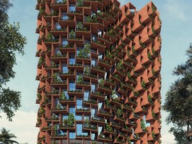 Le design de « The Forest » évoque l’image d’un arbre luxuriant sur la façade du bâtiment, s’inspirant de la richesse des forêts africaines.