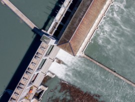 Genève barrage lit du Rhône