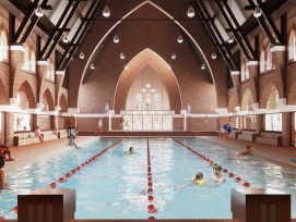 Quand l'église se transforme en piscine : le projet de MVRDV et Zecc s'intitule « Holy Water ».