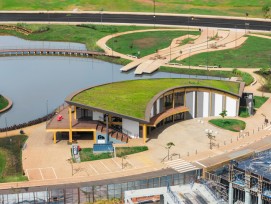 Casa Una est un bâtiment polyvalent situé dans le Parque Una, un complexe urbain à usage mixte à Uberlândia, une ville du centre du Brésil.