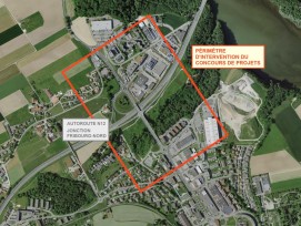 Périmètre d'intervention du concours pour la traversée du Lavapesson à Fribourg-Nord.