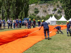 Mobilière a offert à la villée de Sierre un dispositif temporaire et déplaçable, constitué de modules gonflables ou de barrières amovibles, utilisé pour protéger des zones contre les inondations ou les crues.