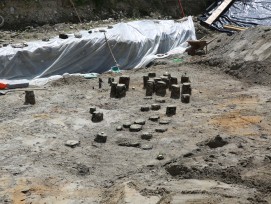 Une fouille archéologique sur un chantier à Aegerten a mis au jour les vestiges des piles d’un ancien pont romain. Des échantillons ont été prélevés sur chaque pieu afin d’en déterminer l’âge.