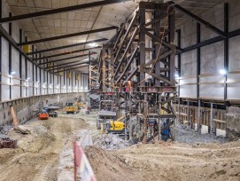 Vue sur le chantier du passage souterrain «Mitte» : à l'avenir, les voyageurs venant du quartier de Länggasse ou de Hirschengraben pourront ainsi rejoindre rapidement et sans détours les gares CFF et RBS.