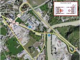 Les travaux sont en cours au giratoire de Cloux‑Roussier dans le cadre du réaménagement de Sierre‑Est.