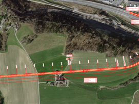 La carte présente le tracé prévu du tunnel Chrummmatt–Flamatt, en mettant en évidence les principaux aménagements destinés à améliorer la mobilité régionale.