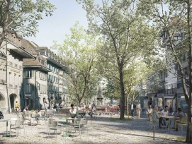 Visualisation du futur aménagement de la place du Bären- und Waisenhaus, avec zone de rencontre et pavage continu.