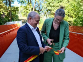 Inauguration de la nouvelle passerelle du Nant‑Manant, en présence des autorités de Lancy et de Genève.