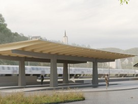 Le futur pôle de bus de Grellingen comprendra deux quais pour les lignes régulières et un troisième destiné aux bus de remplacement ferroviaire.