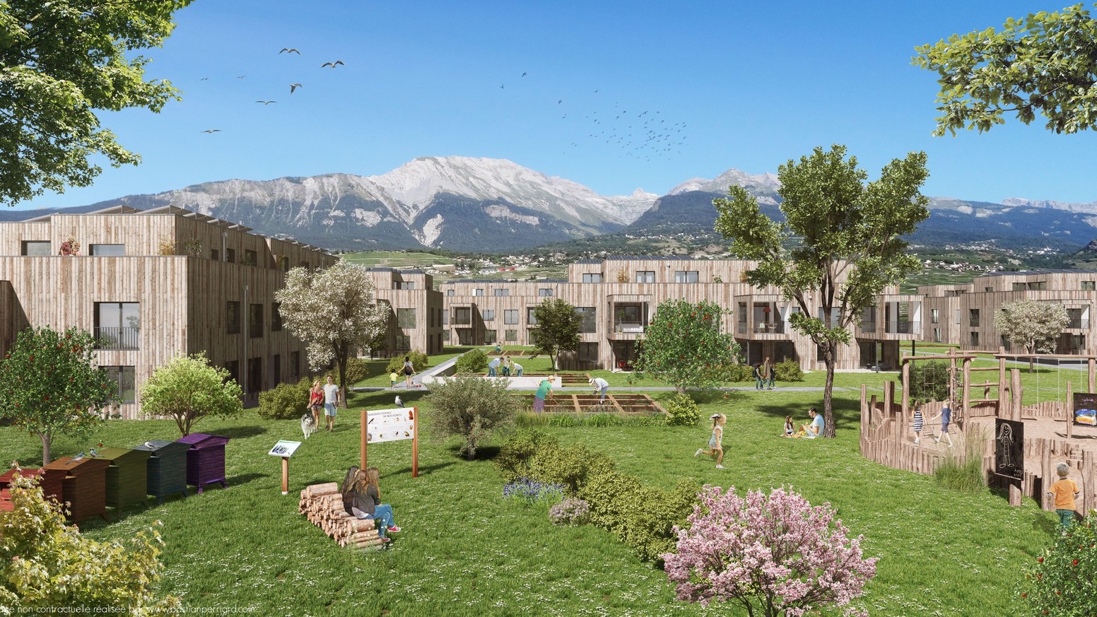 Le nouveau quartier des rives de Bramois à Sion est une oasis de calme et verdure