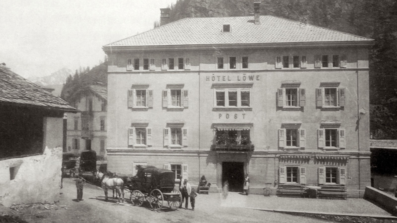 le Post Hotel Löwen sur une photo datant de 1890.