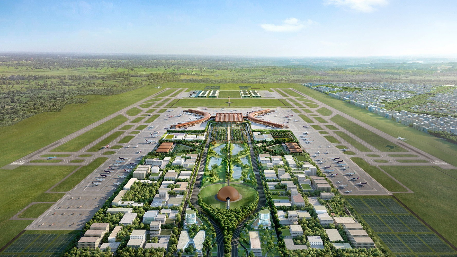 L'aéroport de Phnom Phen est conçu de manière à pouvoir être agrandi relativement facilement par la suite.