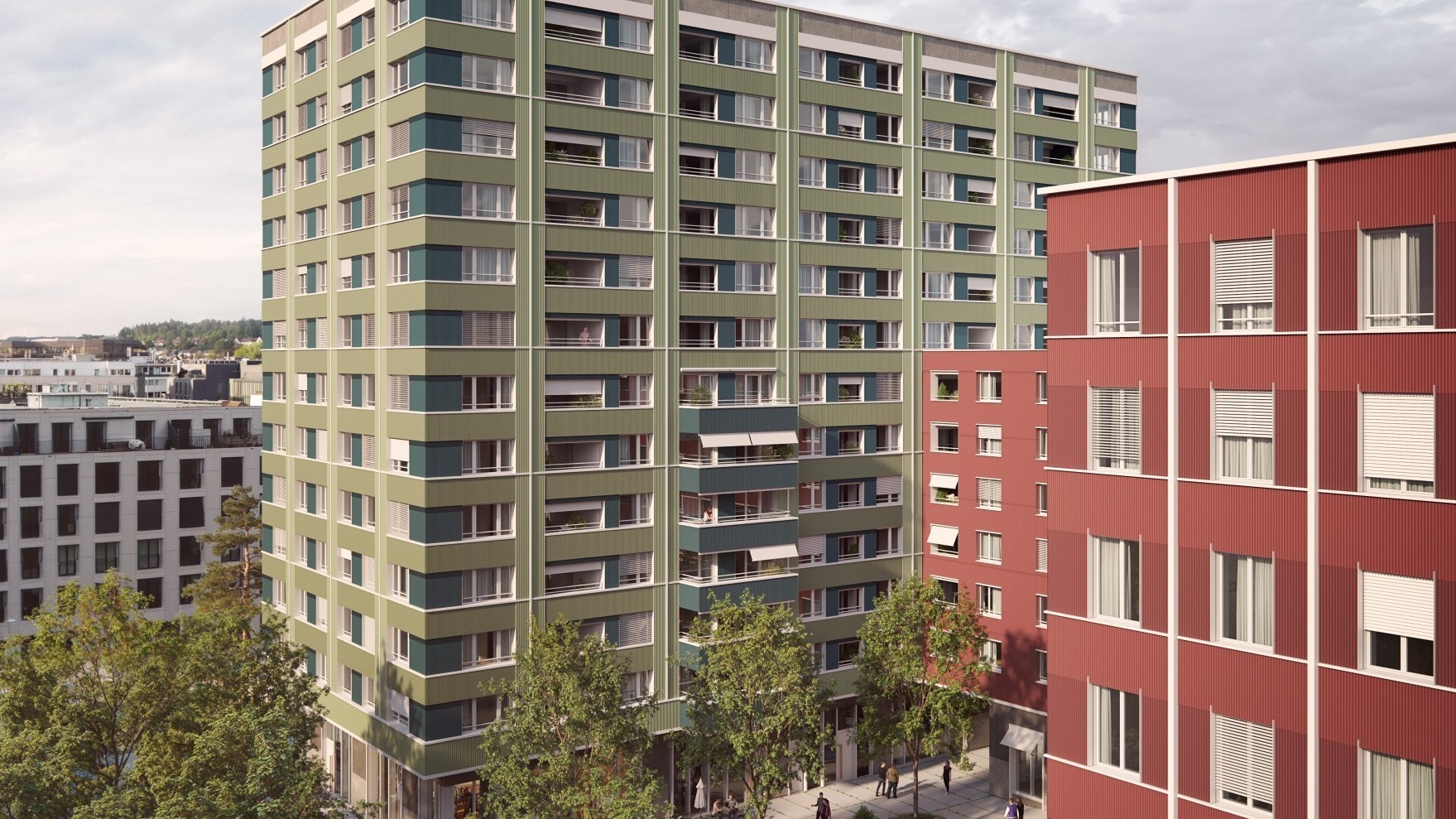Outre la tour résidentielle, un deuxième bâtiment est en cours de construction sur le site, comprenant 323 chambres d'étudiants et des locaux commerciaux au rez-de-chaussée.